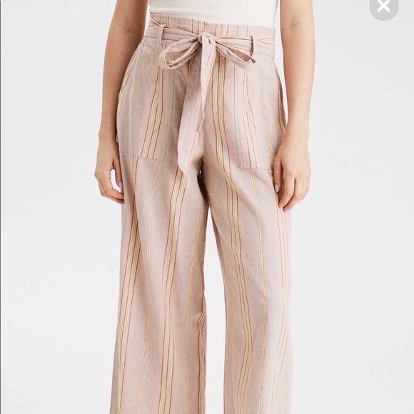 high waisted paperbag wide leg trousers